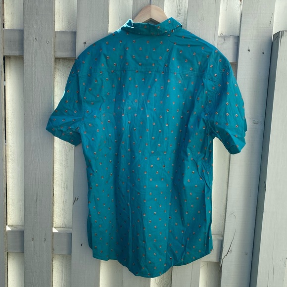 Teal Fox Print Button Down - Picture 7 of 7